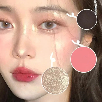 3-in-1 Bronzer, Blush & Highlighter Palette – Shimmer & Matte Glow
