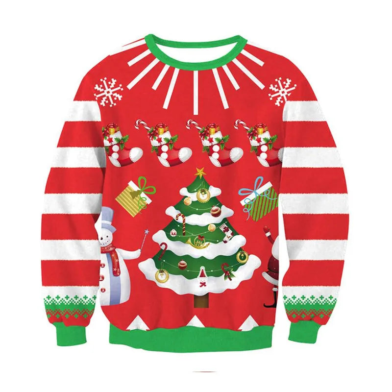 Funny Santa & Elf Ugly Christmas Sweater – Unisex Holiday Sweatshirt for Men & Women