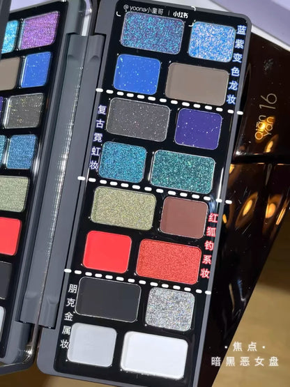 16-Color Glitter & Matte Eyeshadow Palette – Chameleon Glow Shades for Bold Eye Looks