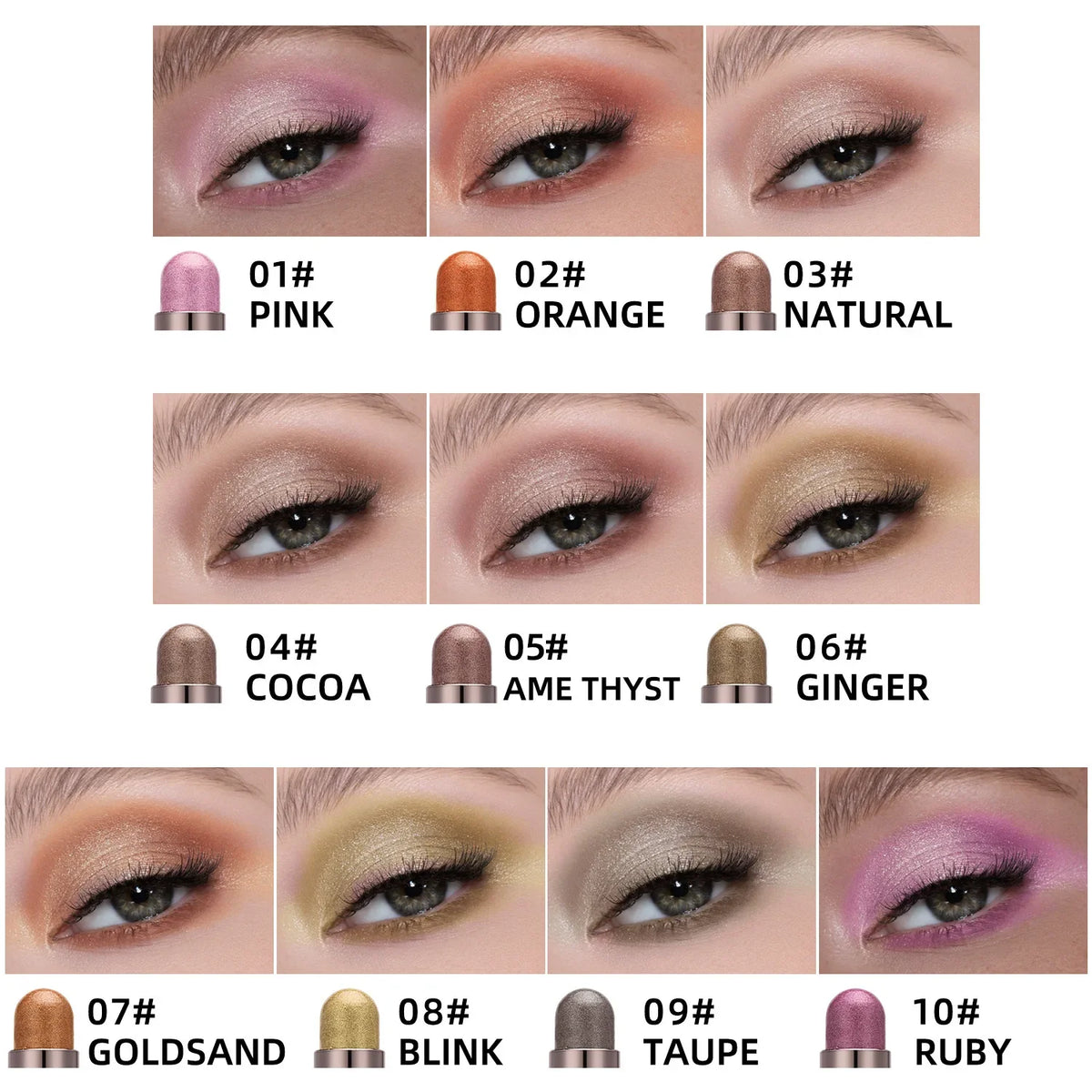 10-Color Double-Ended Eyeshadow Stick Set