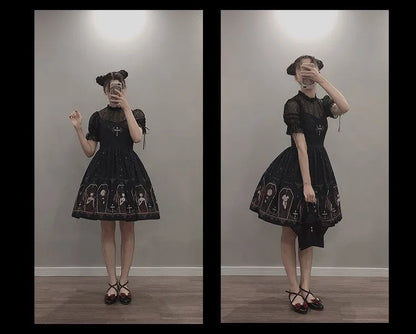 Dark Gothic Devil Print Lolita Dress