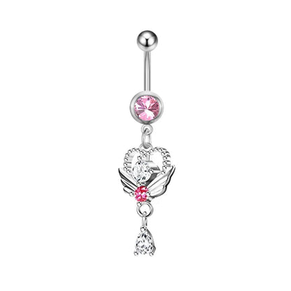 Heart-Shaped Navel Ring – 14G Water Drop Belly Button Piercing Jewelry