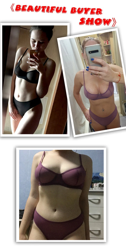 Mesh Transparent Lingerie Set – Seamless Bralette & Panty 2-Piece