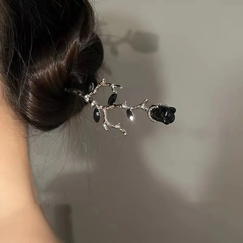 Vintage Rose Hair Stick – Elegant Floral Metal Hairpin
