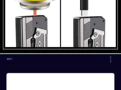 Windproof Gas-Electric Plasma Lighter – USB Type-C Rechargeable Folding Gun-Shaped Torch