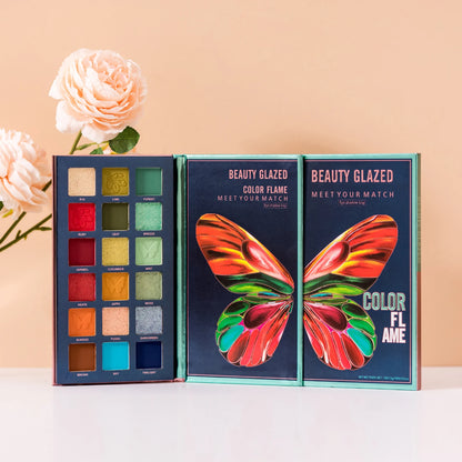 Butterfly 18-Color Eyeshadow Palette – Matte, Shimmer & Metallic Finishes