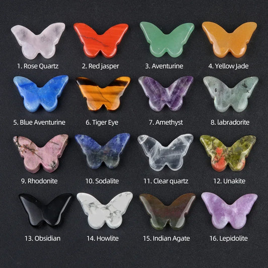 Mini Chakra Crystal Butterfly Figurine – Natural Stone Reiki Healing (20×30mm)