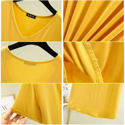 Women's Modal V-Neck Loose Fit T-Shirt