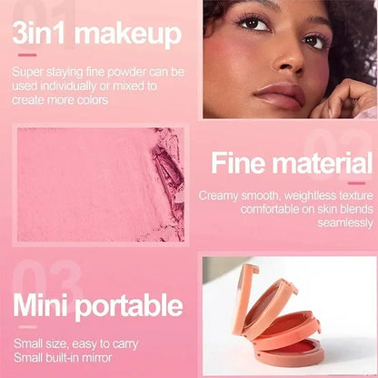 3-in-1 Bronzer, Blush & Highlighter Palette – Shimmer & Matte Glow
