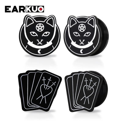 Acrylic Cat OUIJA Ear Plugs – Witch Poker Tunnels & Stretchers (2PCS)