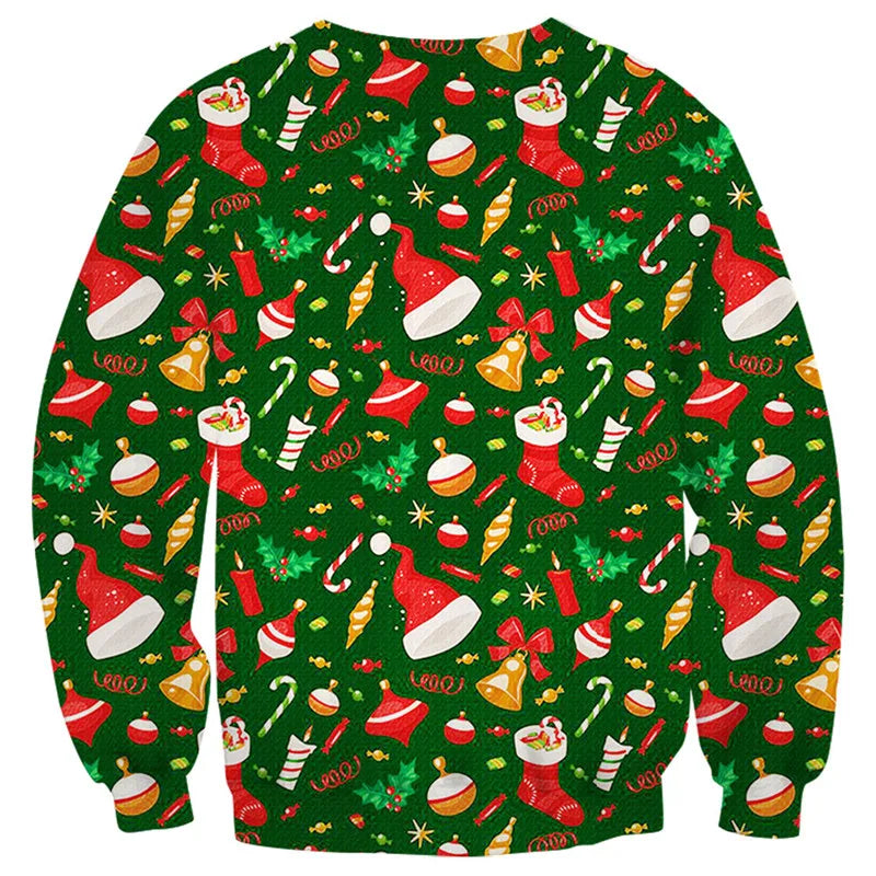 Funny Santa & Elf Ugly Christmas Sweater – Unisex Holiday Sweatshirt for Men & Women