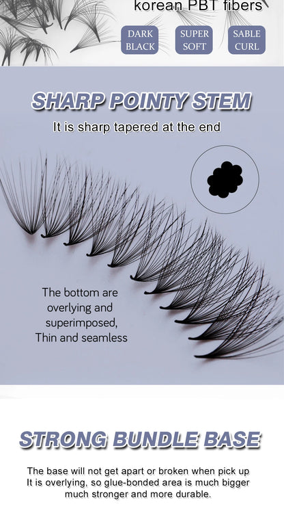 Premade Volume Lash Fans – 3D–20D C Curl (8–15mm)