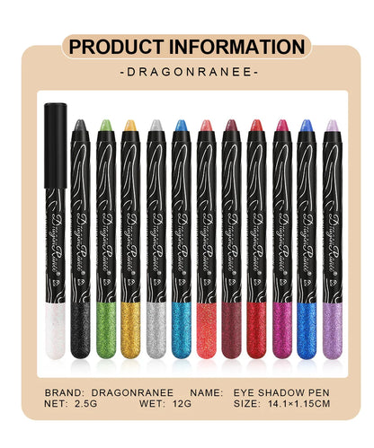 Glitter Eyeshadow & Eyeliner Pencil Set (12 Colors)