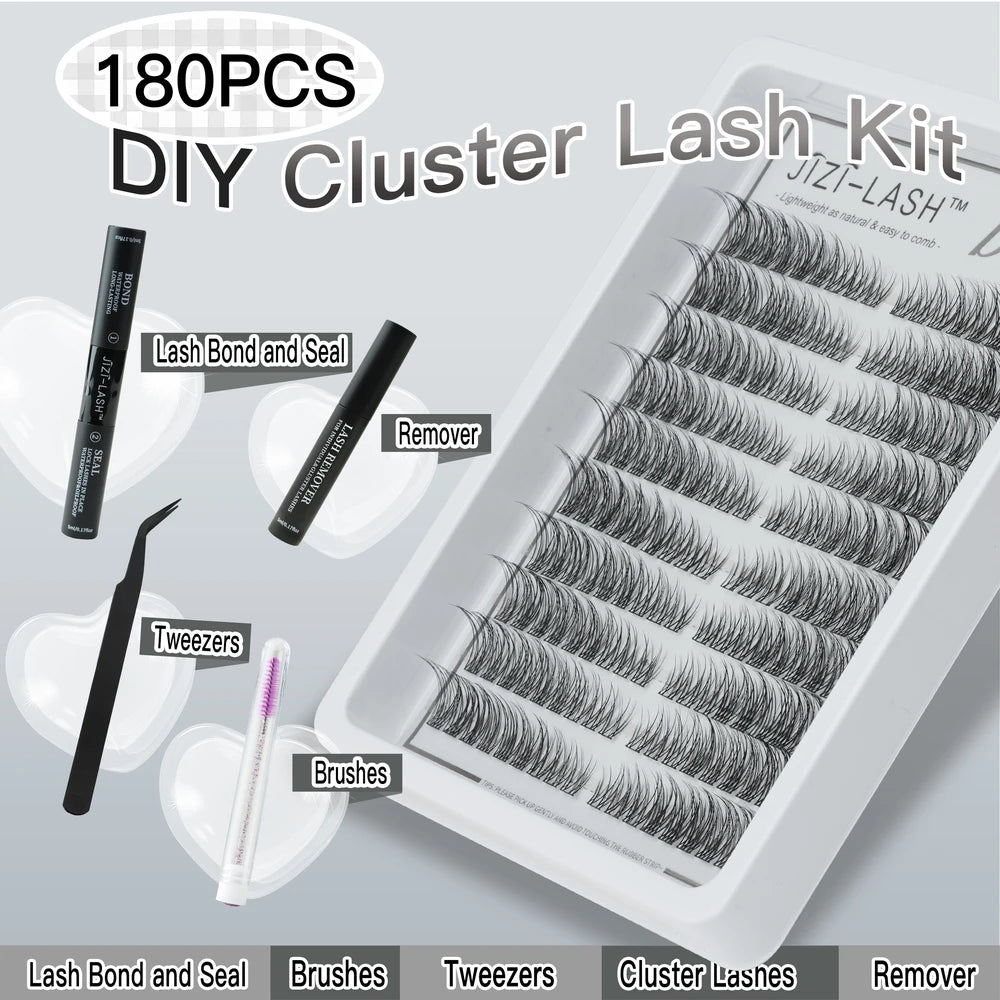 10 Rows Wispy Individual Cluster Lashes – CC Curl (12mm)