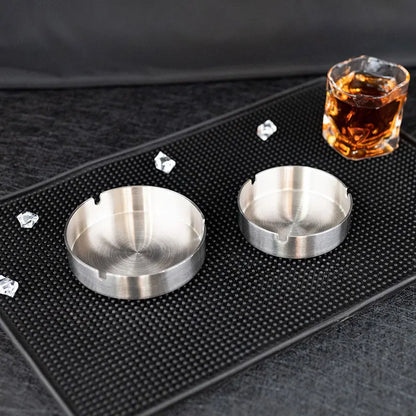 Tabletop Stainless Steel Ashtray – Modern Silver Design with Slot
