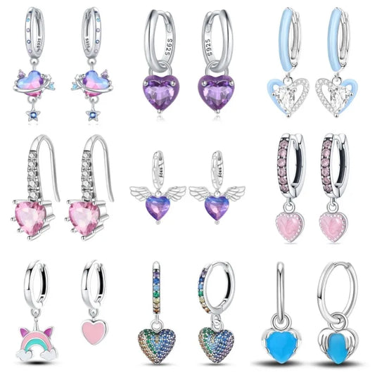 Sterling Silver Heart Hoop Earrings