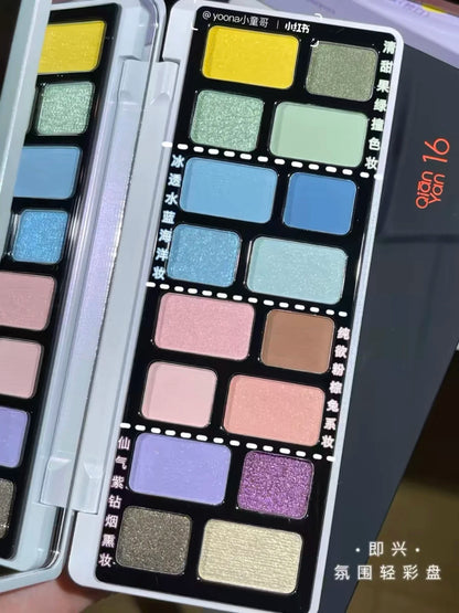 16-Color Glitter & Matte Eyeshadow Palette – Chameleon Glow Shades for Bold Eye Looks