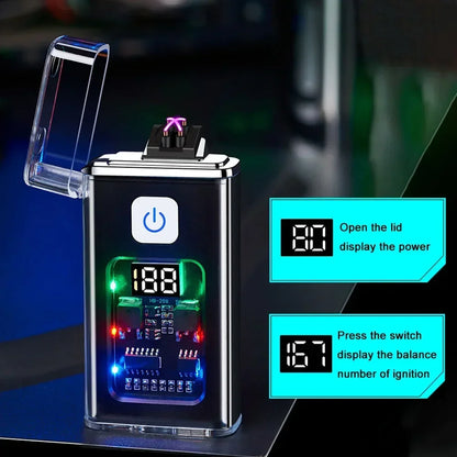 USB Rechargeable Electric Lighter – Windproof Dual Arc Plasma Fire Starter for Outdoors & Everyday Use