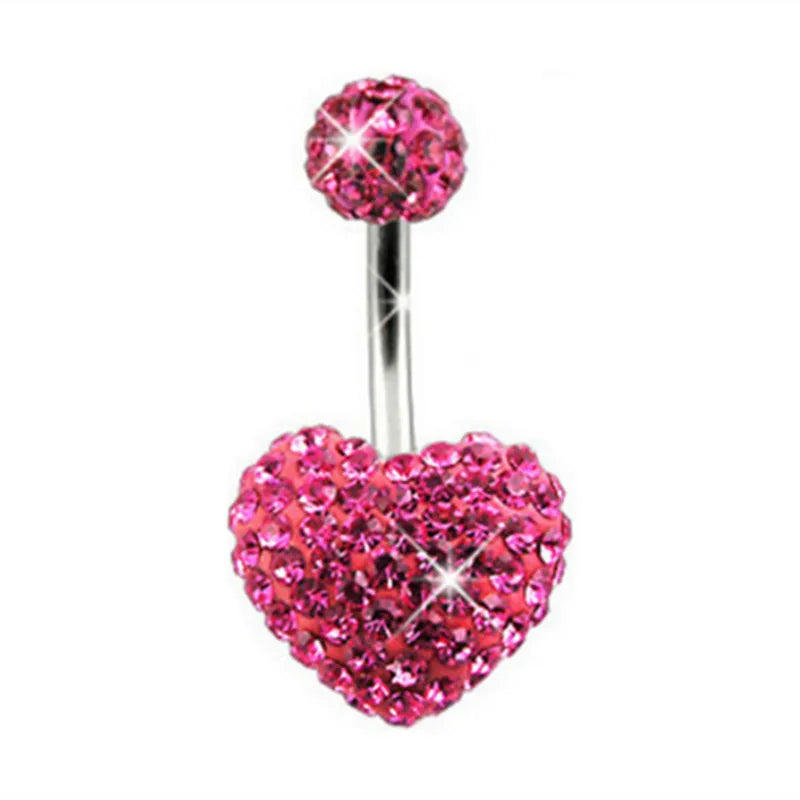 Heart-Shaped Navel Ring – 14G Water Drop Belly Button Piercing Jewelry