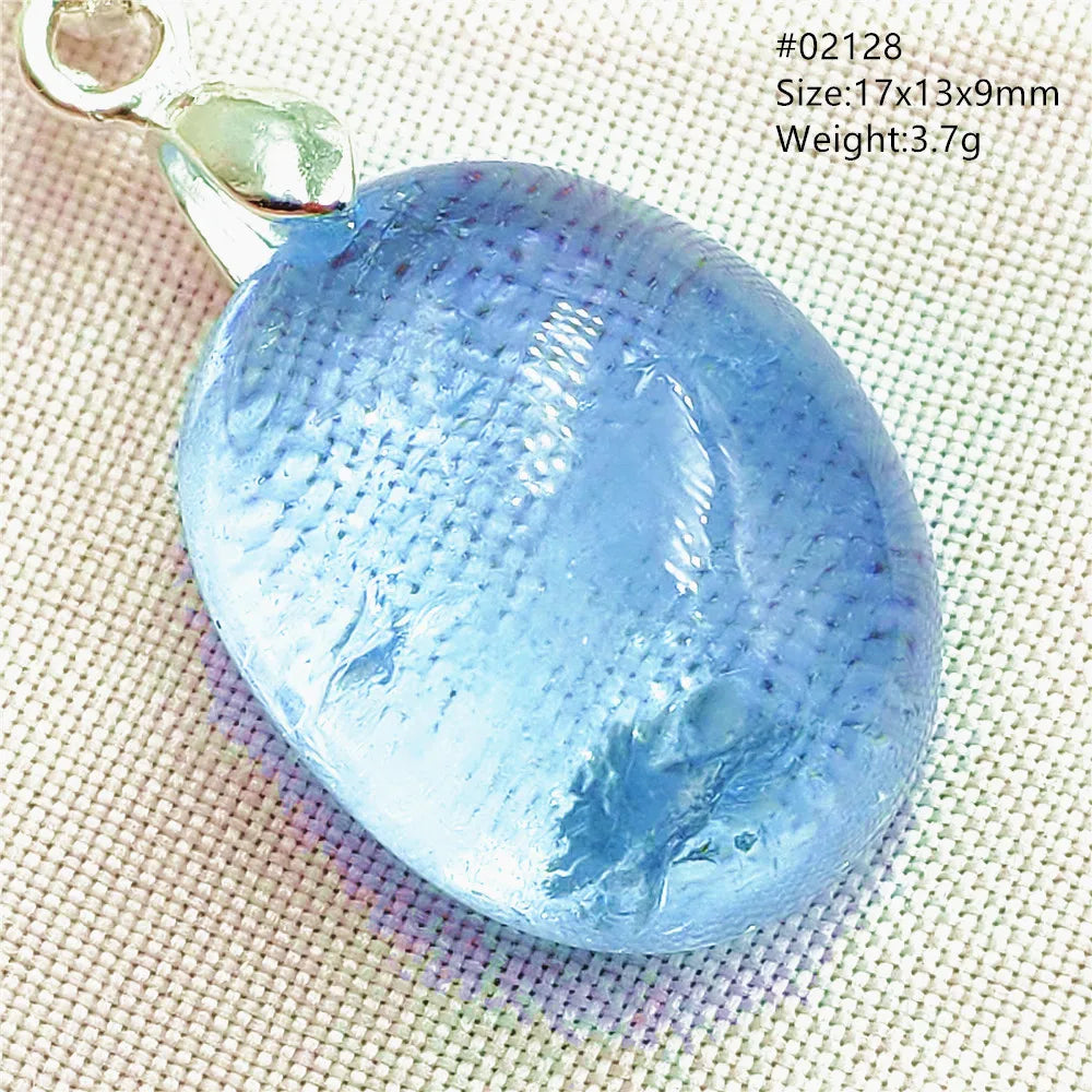 Natural Blue Topaz Quartz Pendant Necklace – Oval Healing Stone Jewelry