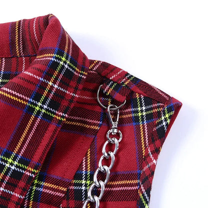 Plaid Punk Chain Crop Camisole Top