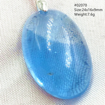 Natural Blue Topaz Quartz Pendant Necklace – Oval Healing Stone Jewelry