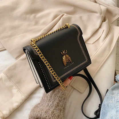Luxury Bee Design Crossbody Handbag – Elegant Square Shoulder Bag