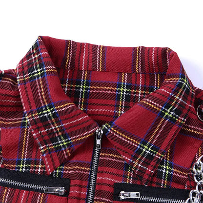 Plaid Punk Chain Crop Camisole Top