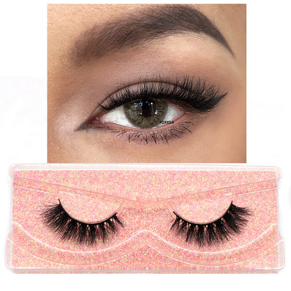3D Mink Lashes – Fluffy Crisscross Wispy Strip Lashes 1 Hard Box