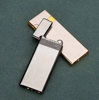 Ultra-Thin Metal Torch Lighter – Refillable Butane Gas with Grinding Wheel Ignition