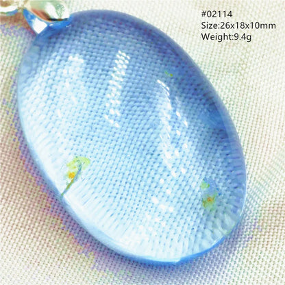 Natural Blue Topaz Quartz Pendant Necklace – Oval Healing Stone Jewelry