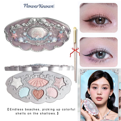 Flower Knows Shell Eyeshadow Palette – 6 Shades of Ocean-Inspired Elegance