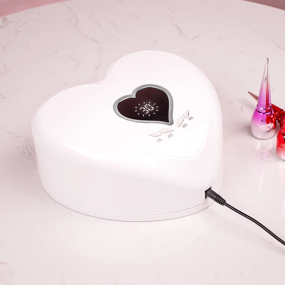 High Power 96W Heart-Shaped LED Nail Lamp – Red Light Gel Polish Dryer
