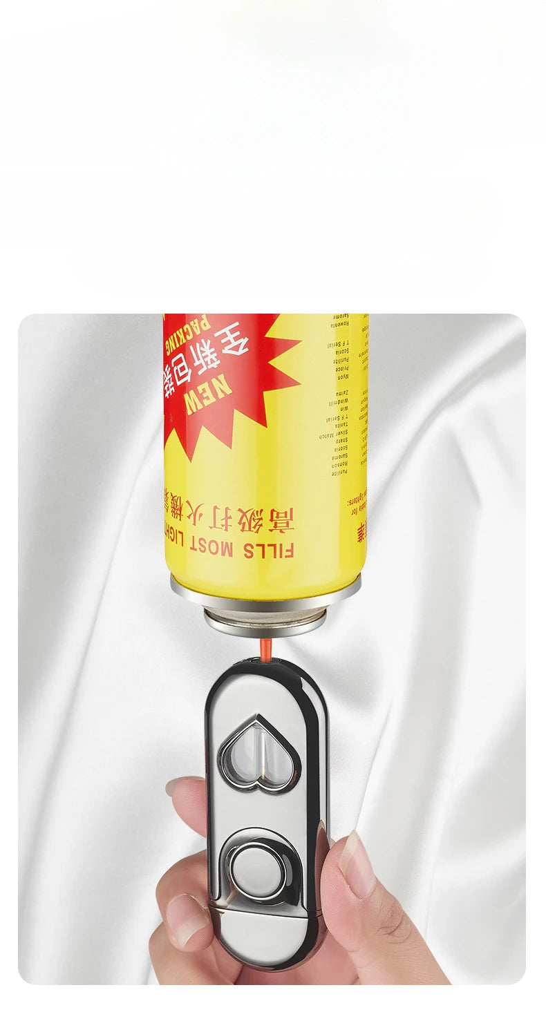 Double Flame LED Butane Metal Lighter