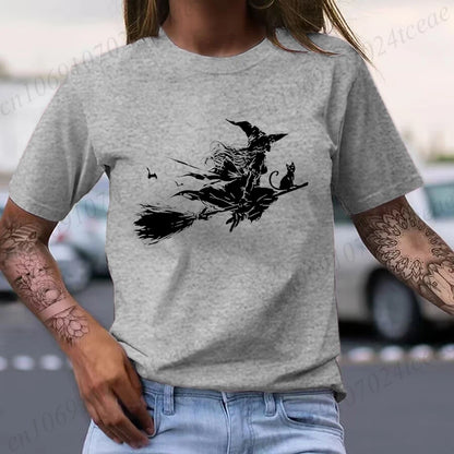 Flying Witch & Black Cat Spooky Season Shirt
