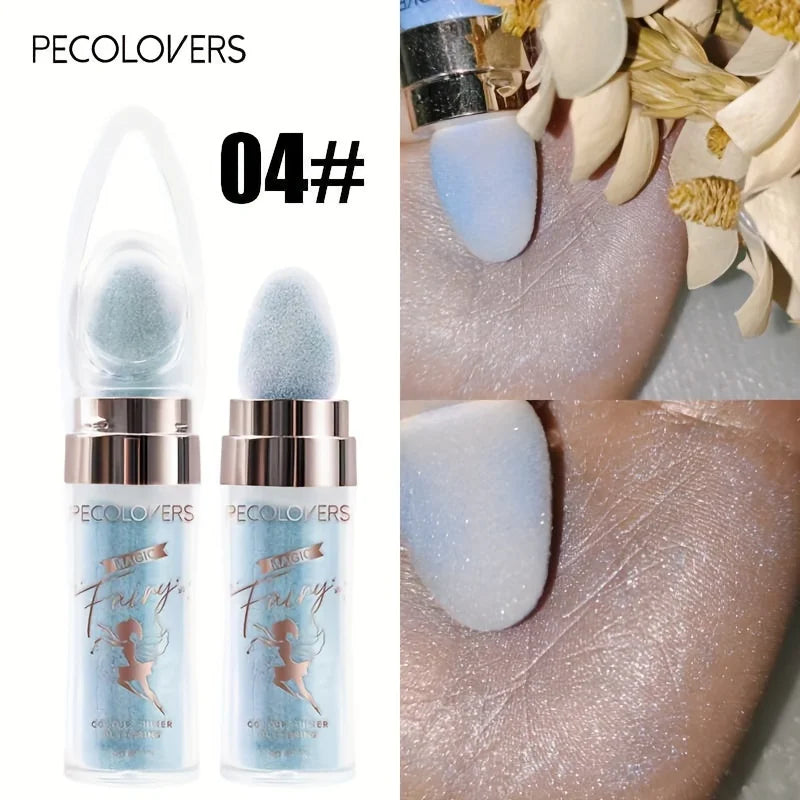 Multi-Tone Fairy Glow Highlighter Wand – Iridescent Shimmer for Face & Body (Blue, Purple, White)