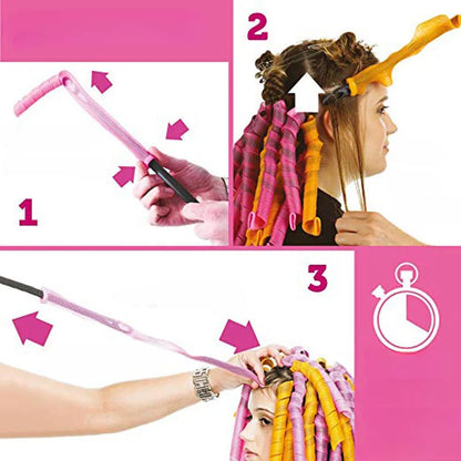 18pcs Spiral Heatless Hair Curlers – Easy Waves, No Heat, No Damage