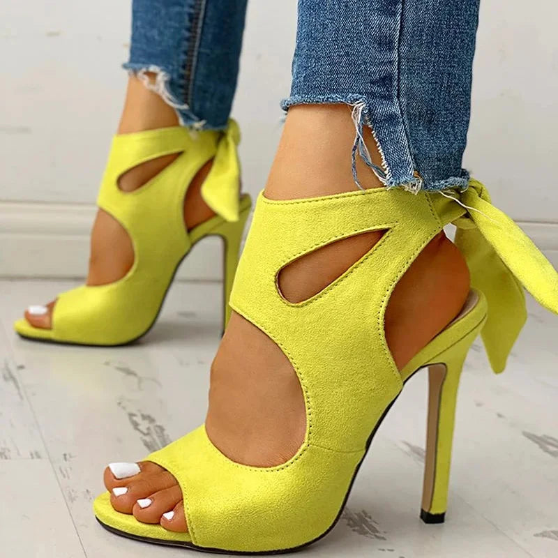 Lace-Up Peep Toe Ankle Strap High Heels
