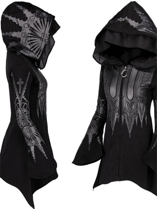 Gothic Street Punk Zip Hoodie – Harajuku Y2K Grunge Long Hooded Top
