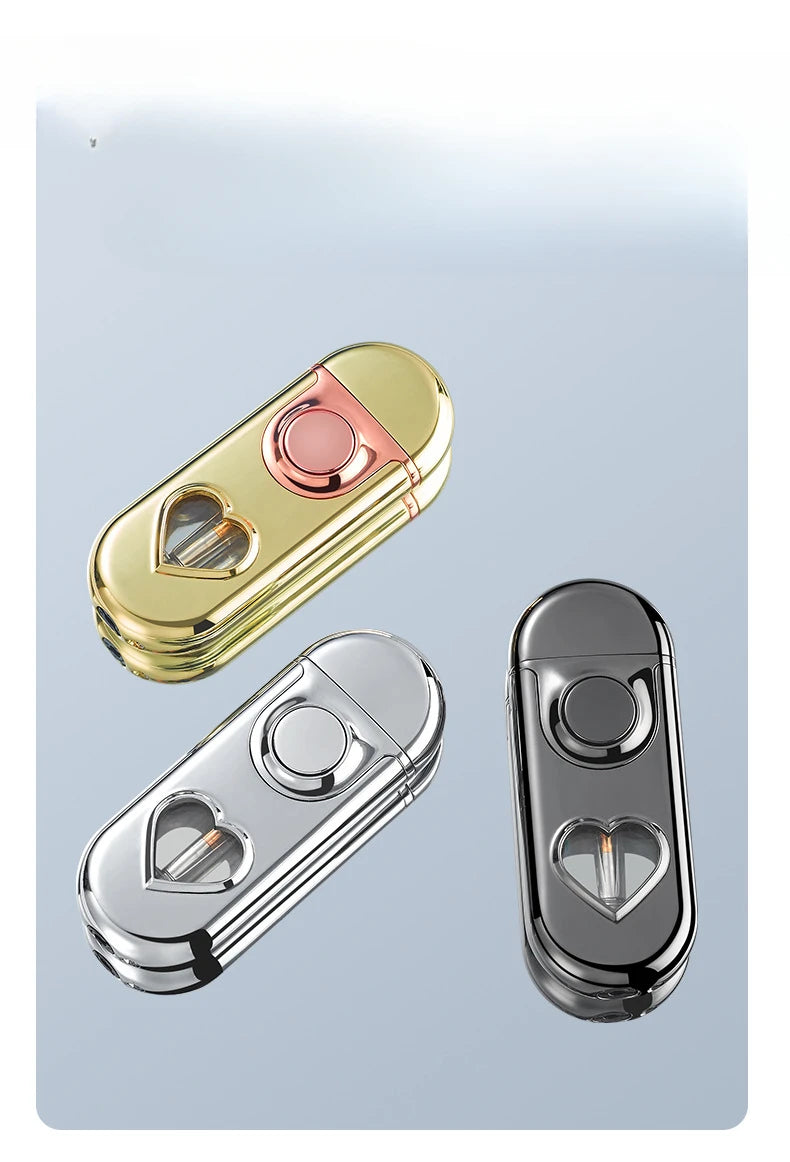 Double Flame LED Butane Metal Lighter