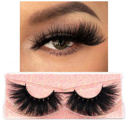 3D Mink Lashes – Fluffy Crisscross Wispy Strip Lashes 1 Hard Box