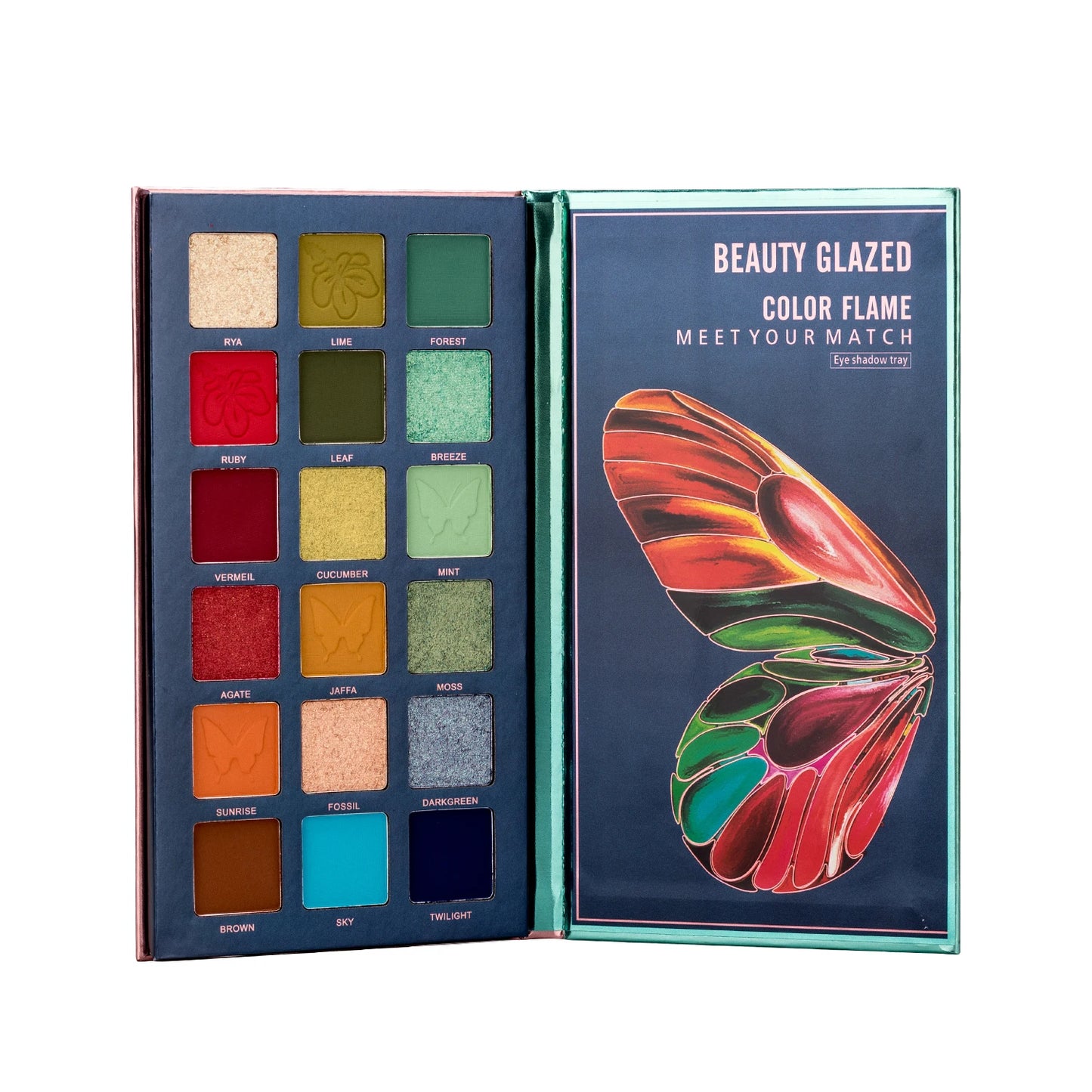 Butterfly 18-Color Eyeshadow Palette – Matte, Shimmer & Metallic Finishes