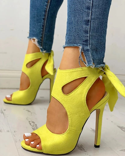 Lace-Up Peep Toe Ankle Strap High Heels
