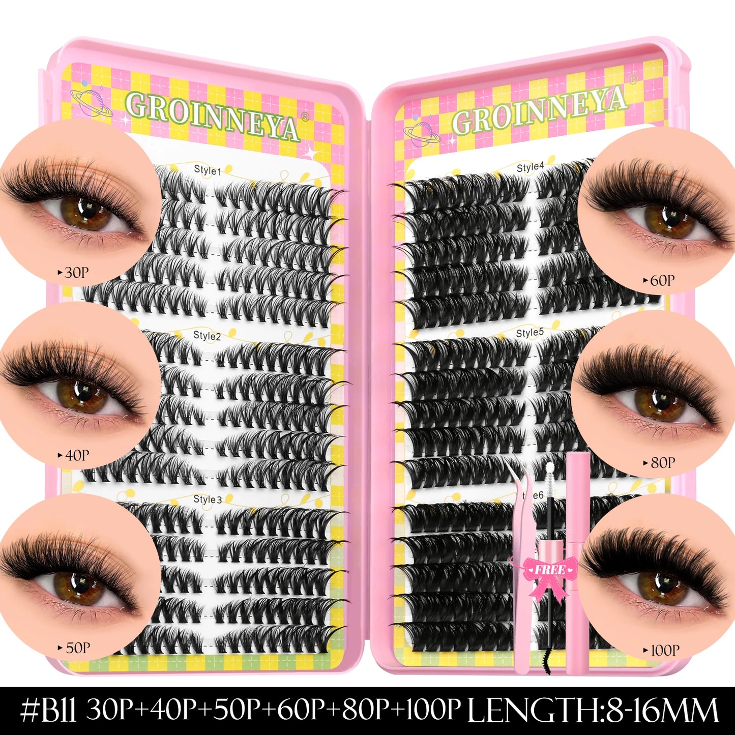 Lash Clusters Kit – 540PCS Cat-Eye Lash Extension Set with Bond & Seal