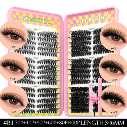 Lash Clusters Kit – 540PCS Cat-Eye Lash Extension Set with Bond & Seal