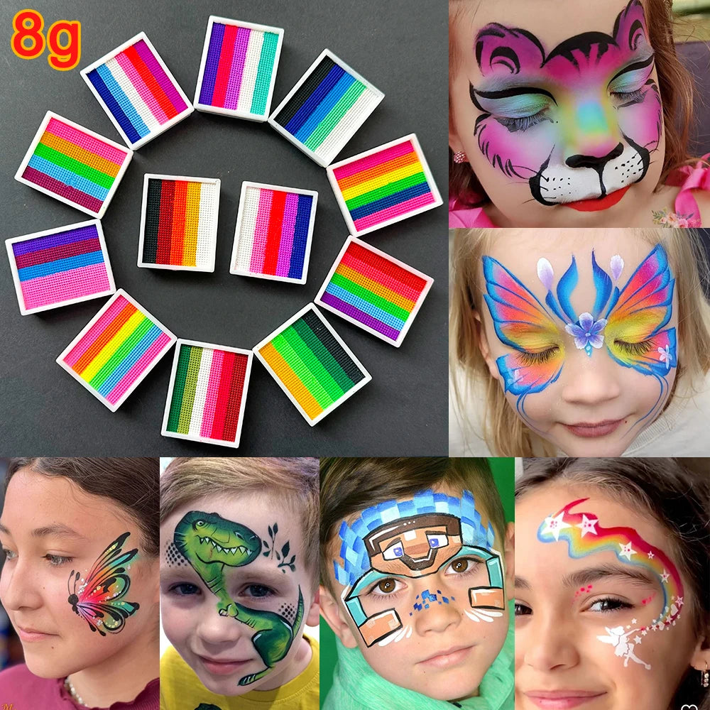 UV Glow-in-the-Dark Rainbow Face & Body Paint – Fluorescent Neon Makeup for Parties & Festivals