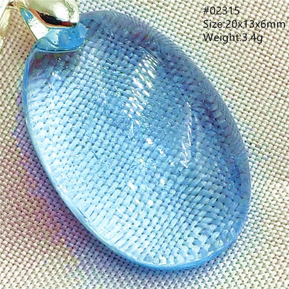 Natural Blue Topaz Quartz Pendant Necklace – Oval Healing Stone Jewelry
