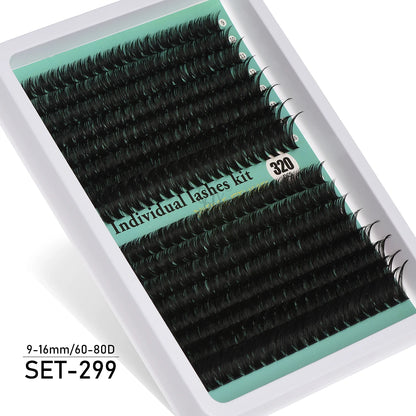 Individual 20–100D Cluster Lashes – 280pcs Mixed Tray Volume Extensions