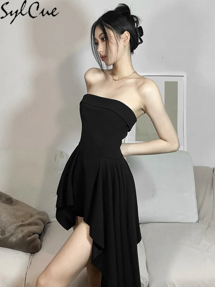 Black Strapless Mini Dress – Elegant Slim Party Tube Dress