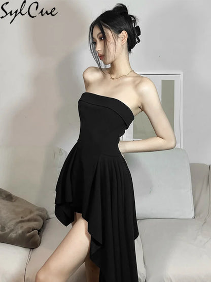 Black Strapless Mini Dress – Elegant Slim Party Tube Dress